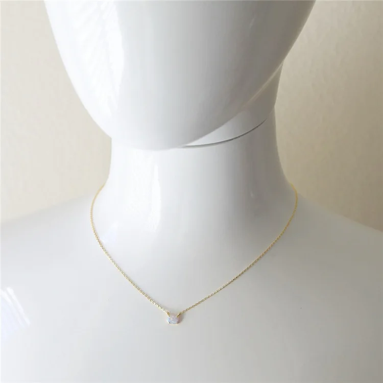 Elegant White Opal Pendant Necklace - 925 Sterling Silver