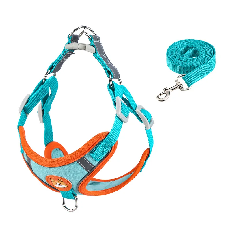 Custom Personalized Luxury Soft Breathable Mesh Pet Dog Harness and Leash Set supplier