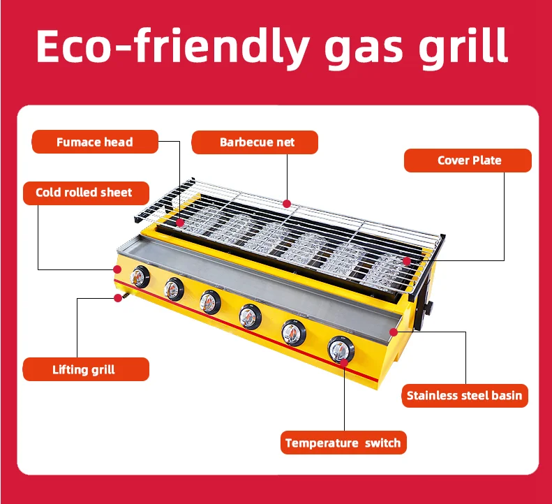 Tabletop Single Infrared Flame Grill Gas Bar Ecue Bbq Stove Eco