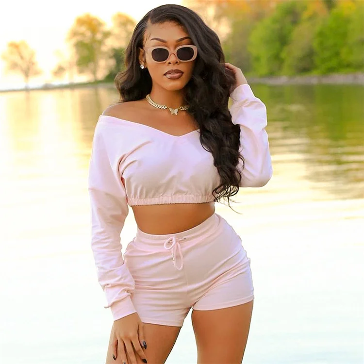 V-neck T-shirt High Waist Slim 
