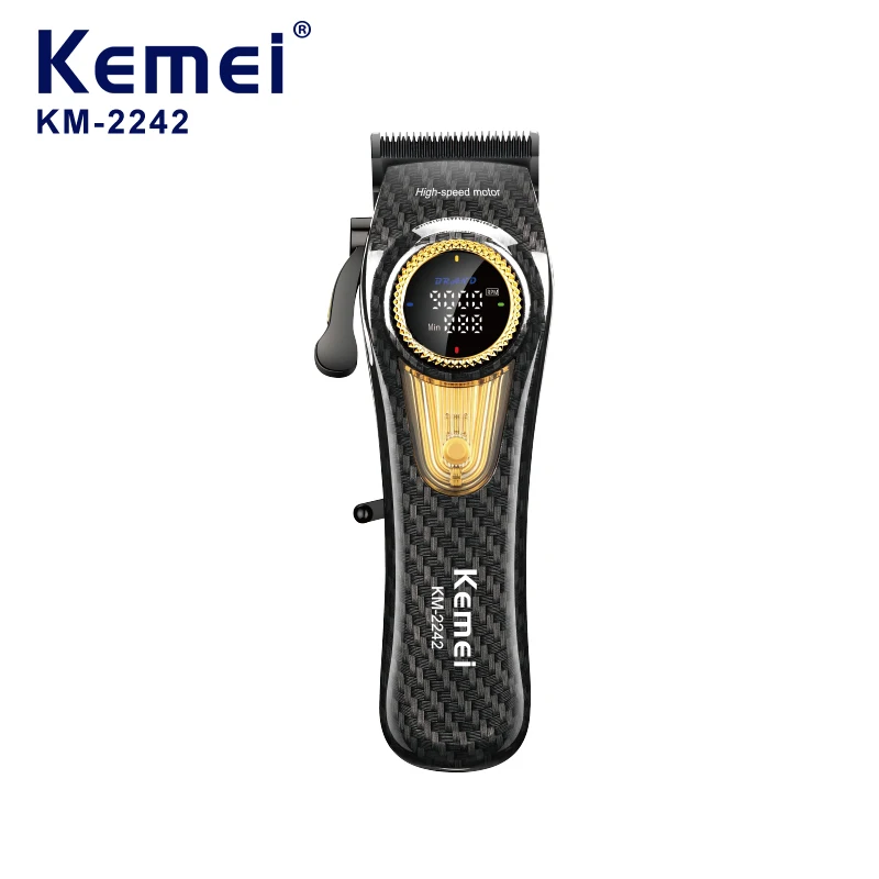 KEMEI km-2242 ماكينة قص الشعر، ماكينة تشذيب الشعر بدون فرشاة، ماكينة تشذيب الشعر التجارية مع قاعدة شحن