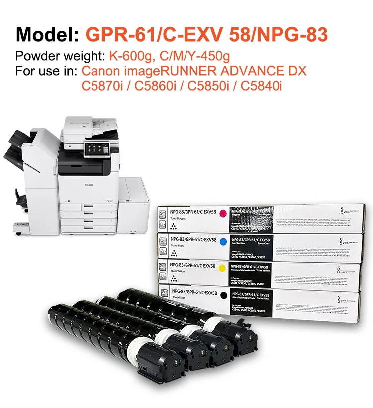Original Quality NPG83 G83 GPR61 C-EXV58 Toner for Canon