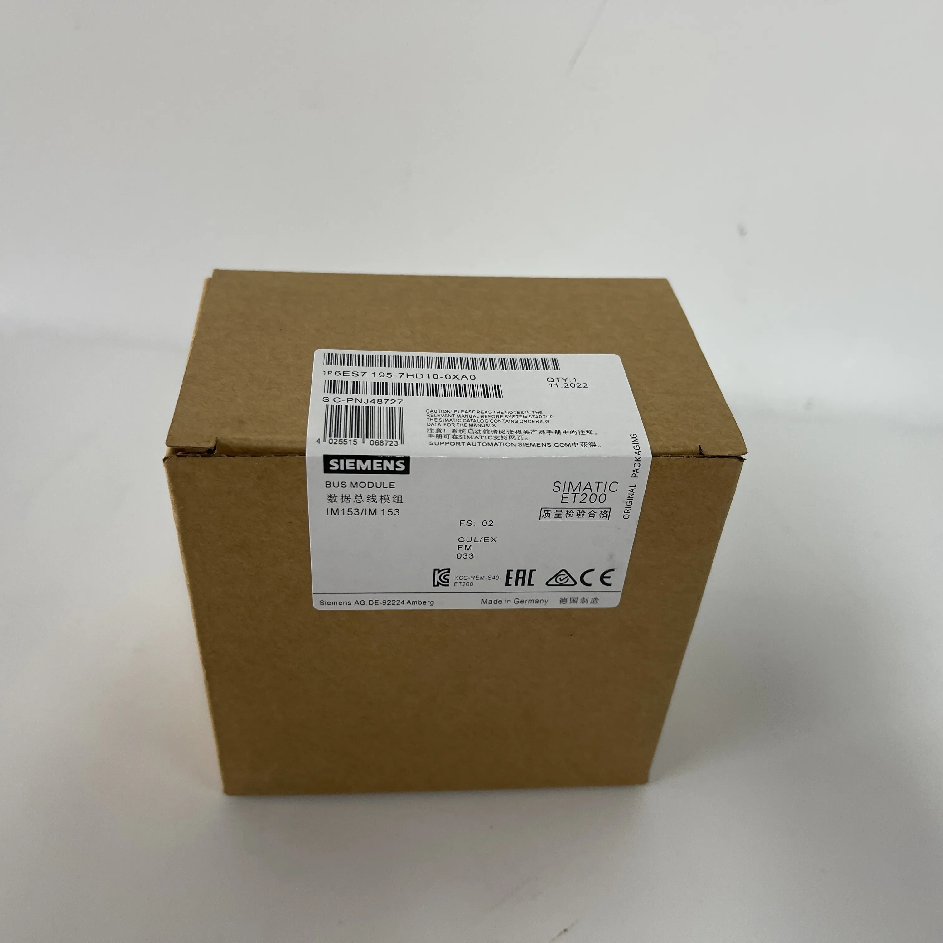 SIEMENS SIMATIC ET200 Bus Module 6ES7195-7HD10-0XA0 SIEMENS SIMATIC ET200 Bus Module 6ES7195-7HD10-0XA0