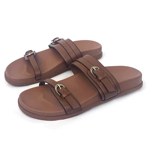 ZAZB Designer Custom Loafers Slides Chaussures Femmes Sandales Luxury Mules Ladies Buckles Metal Flat slippers for Women Shoes