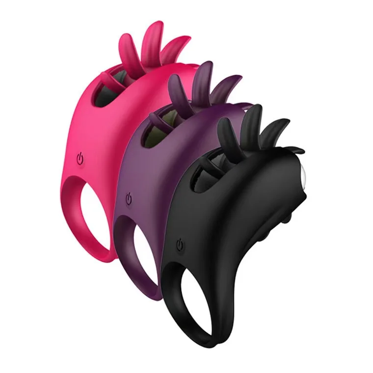 Wiederaufladbarer 10-Gang Vibrations-Penisring mit Zungen-Vibrator Cockring  mit Vibrierendem Zungenring für Paare