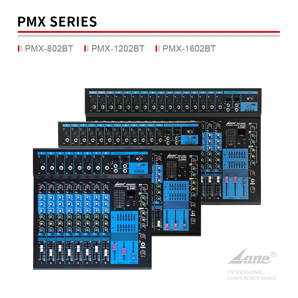 Lane PMX-1202BT 12 Channel Live USB & Bluetooth 5.0 Audio Mixer