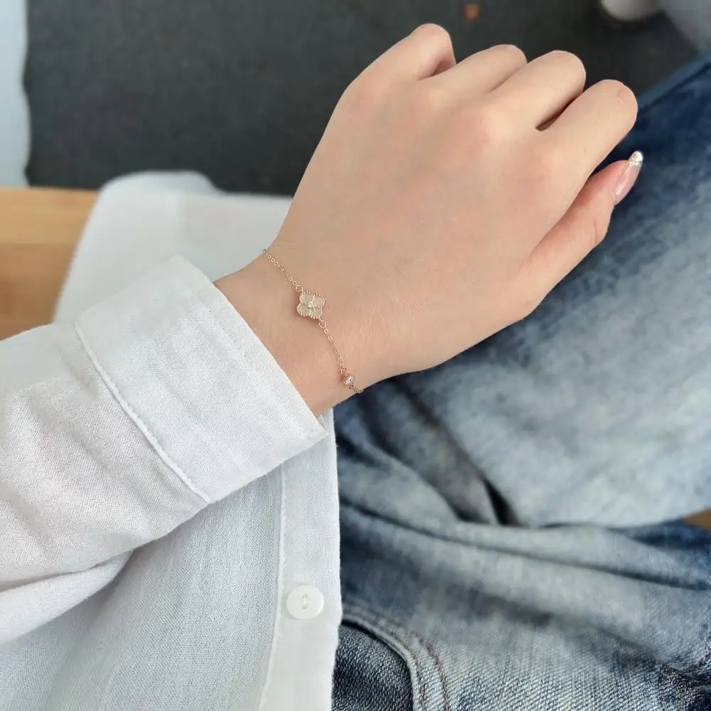 KAKODIY Certified Jewelry 925 Sterling Silver Rhodium 14K 18K Gold Plated Chain Charm Four Leaf Clover Lucky Bracelet detail 5