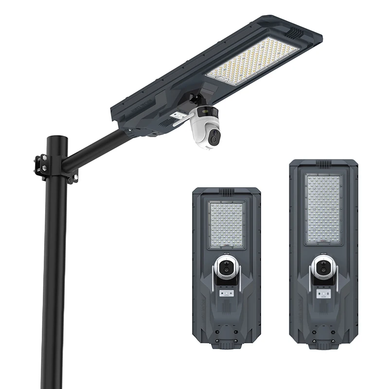 Solar LED Street Light 800W 1200W CCTV 4MP Dual Camera Wifi 4G Plastic IP65 Waterproof Outdoor Security Lamp