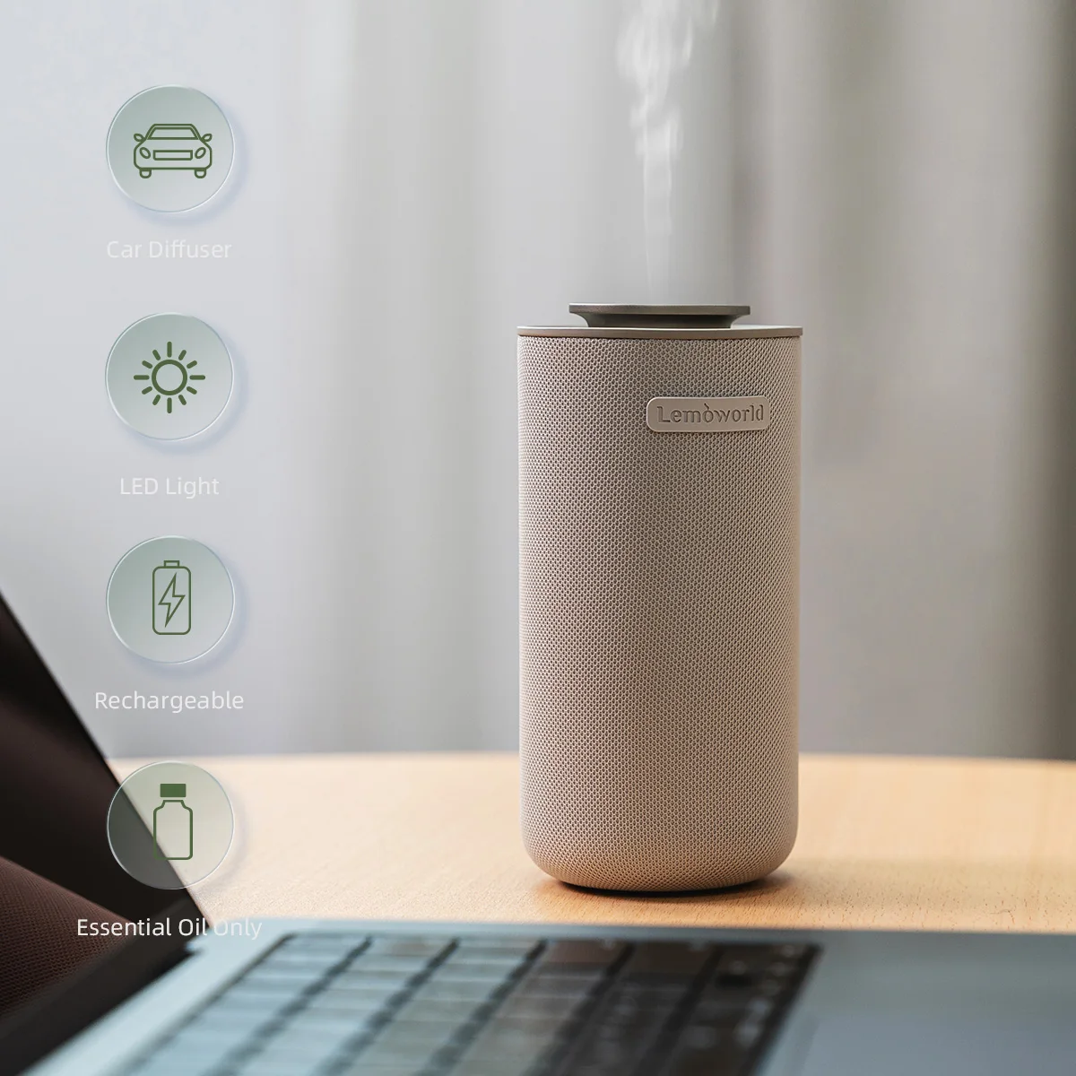 2024 Ama-zon Hot Sell White LED Light Eco Friendly 2000 MAh USB Timer Fragrance Oil Air Humidifier Air Freshener Car Diffuser