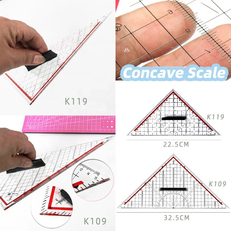 Designer Multifunctional Triangular Ruler With Handle Drawing Architecture Scale Ruler