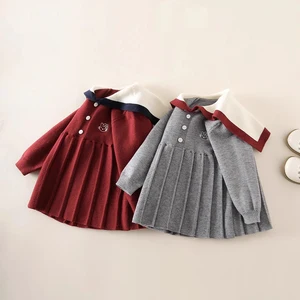 2026 Autumn Winter Infant Cotton A-Line Long Sleeve Knee-Length Eco-Friendly Casual Dress for Baby Girls
