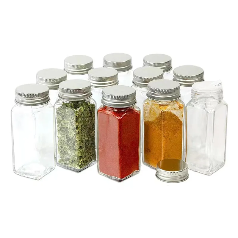 Банки для специй 4 унции с этикеткой стеклянные банки бамбуковыми крышками кухонные пустые