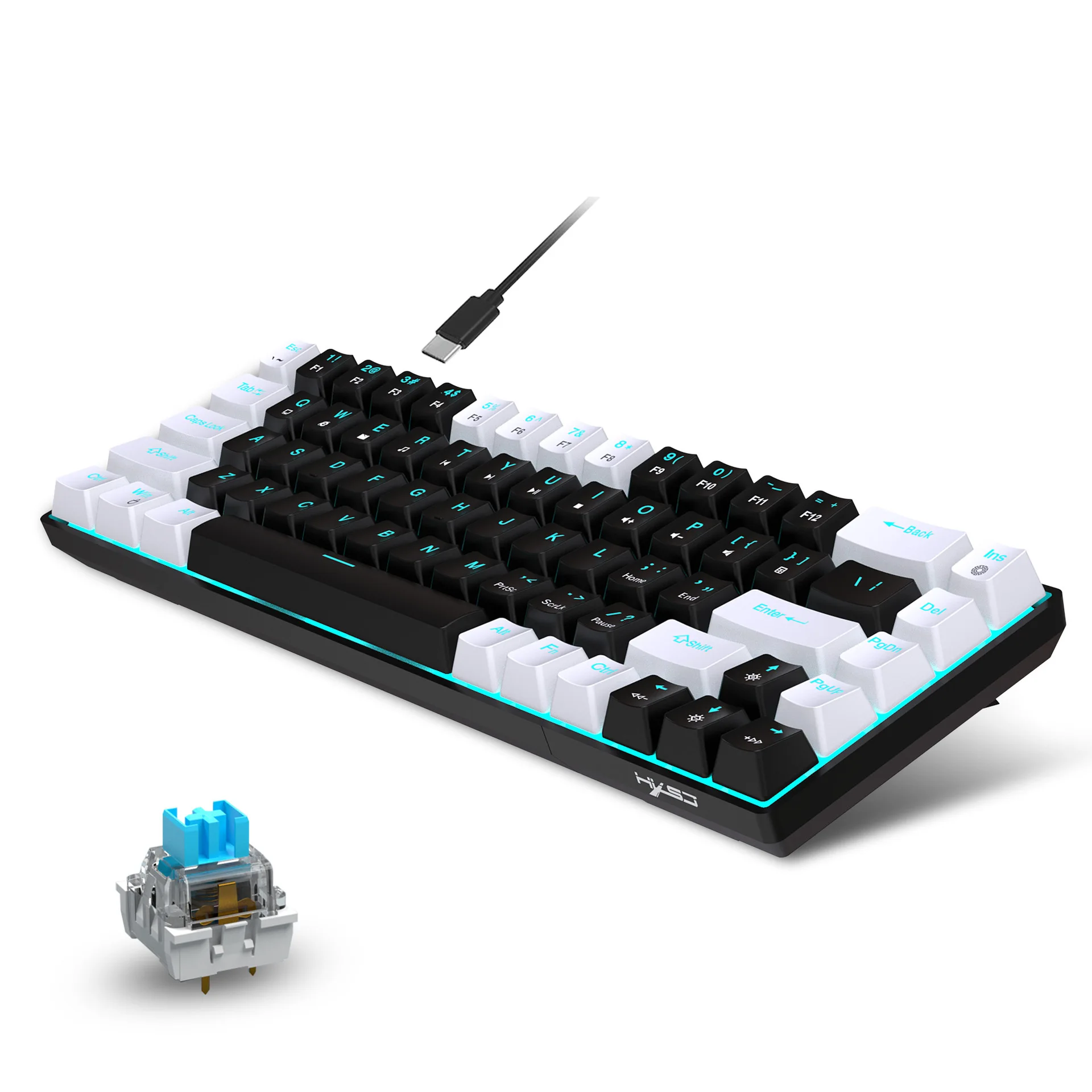 Clavier Mécanique Gamer Compact Et Rétroéclairé - Format Portable Pour PC Et Ordinateur Portable - Blanc
