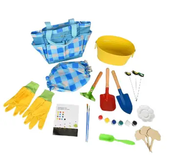 Mini Colorful Children 9pcs kids planting Gardening kit Tool set with bag