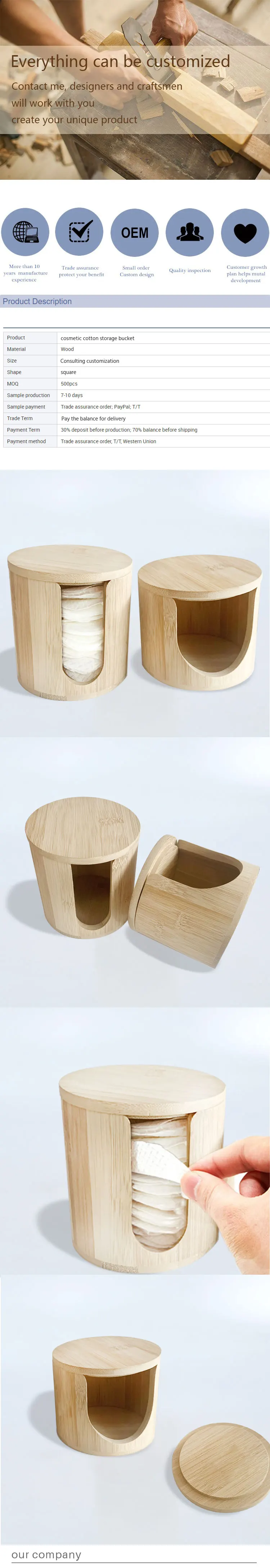 Wooden Cosmetic Cotton Storage Bucket Desk Organizer Buy Cosmetic