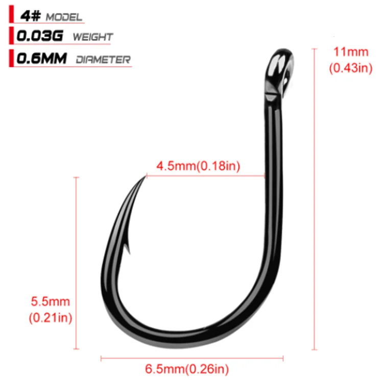 200pcs sliver wacky hook high carbon Steel worm fishing hooks for sea fishing