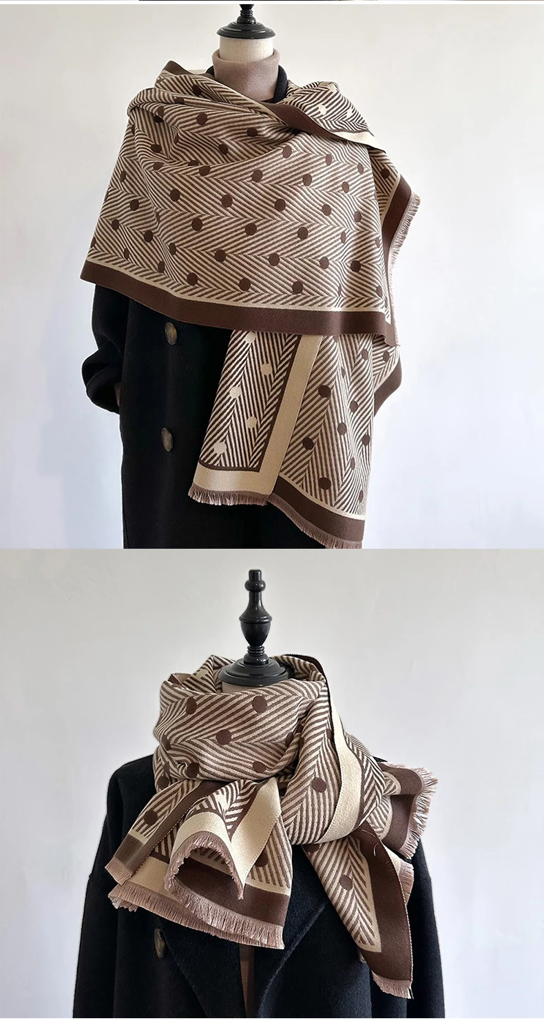 Premium Winter Warm Scarf For Women Dot Pattern Soft Wrap_voghion.com
