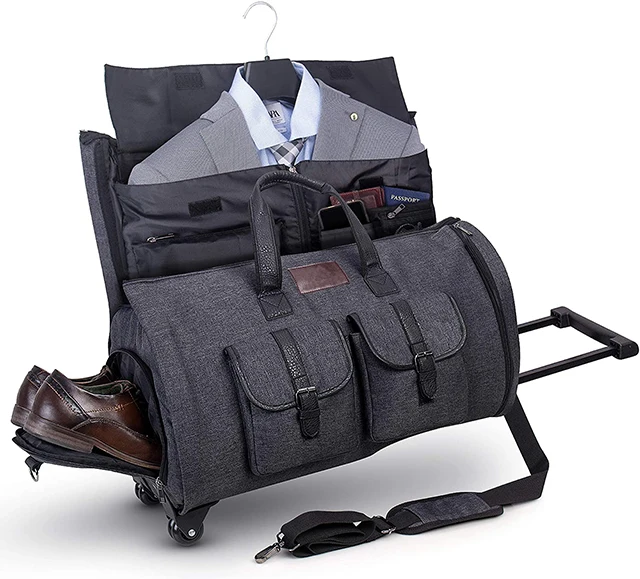 Expandable Wheeled Suit Duffel Bag Travel Carry-on Bag Garment Duffle ...