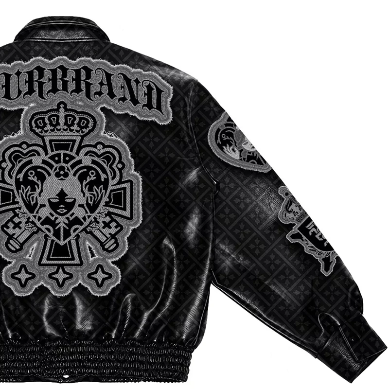 Men's Genuine Leather Varsity Jacket With Custom Chenille Details_voghion.com