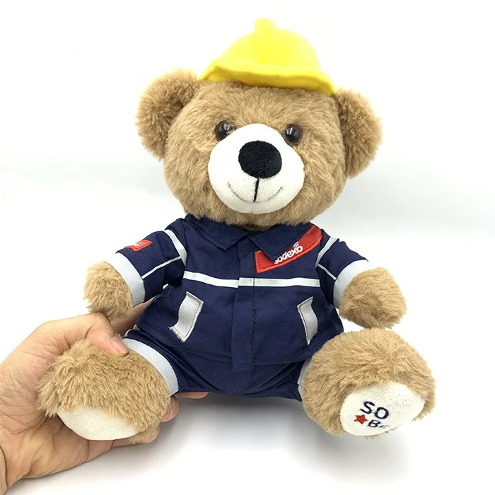 LOW MOQ Personalized Soft Engineer Uniform Teddy Bear Stuffed Plush Bear Doll