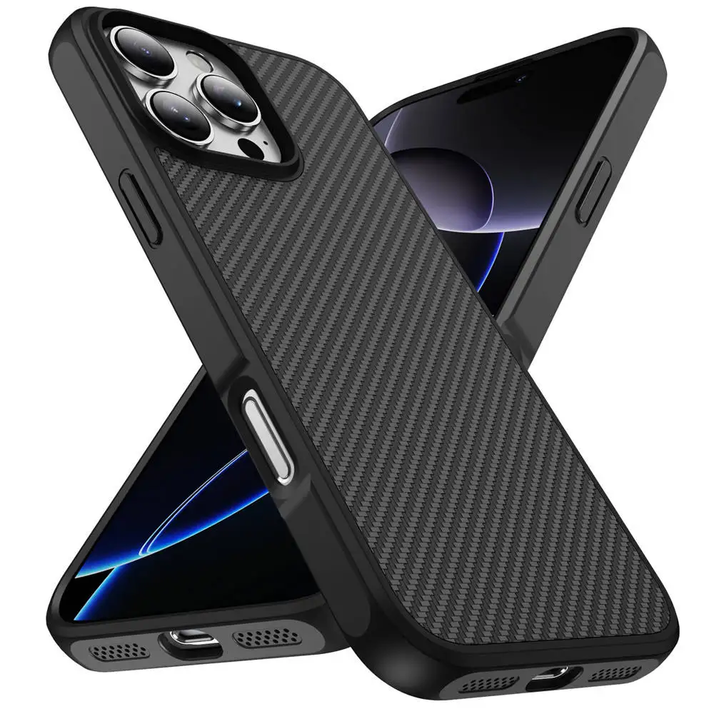 For Laudtec Carbon Fiber Pattern Acrylic TPU Protective Case for iPhone 17 Pro Max Shockproof Mobile Cover for iPhone 17 Air
