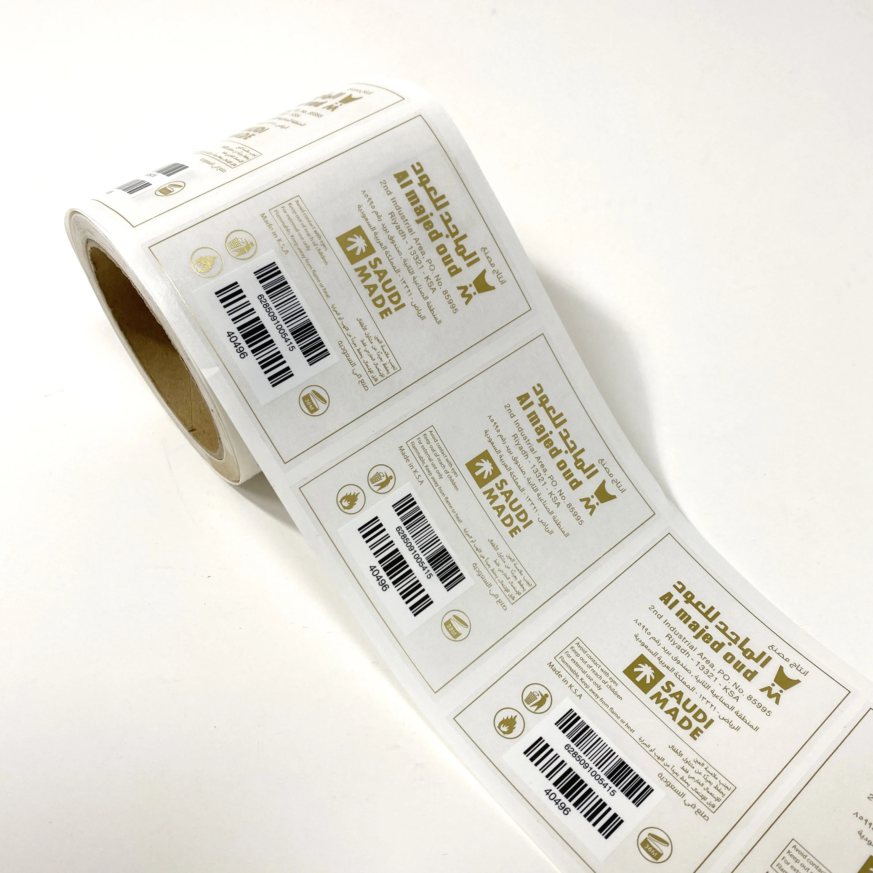 Self Adhesive Roll Sticker Customized Printing Clear Gold Foil Stickers Vinyl logo Roll Sticker Label