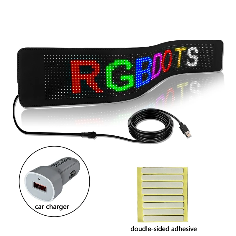 P5 16*64 Pixels Flexible LED Display Panel Car LED Sign APP Control RGB Screen Led Soft Billboard for Car, Bar, KTV