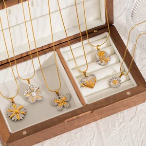 MW Women's Fashionable Minimalist 18K Gold-Plated Stainless Steel Flower Design Necklace with a Premium Feel, Tarnish-Resistant