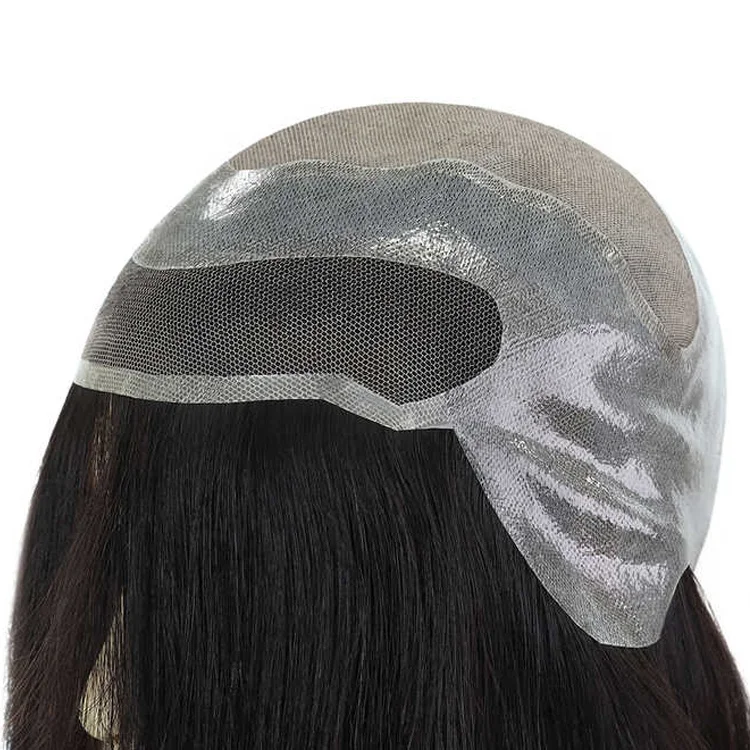 Stock 16inch Monofilament Full Head Women Prosthesis Wig Polyskin