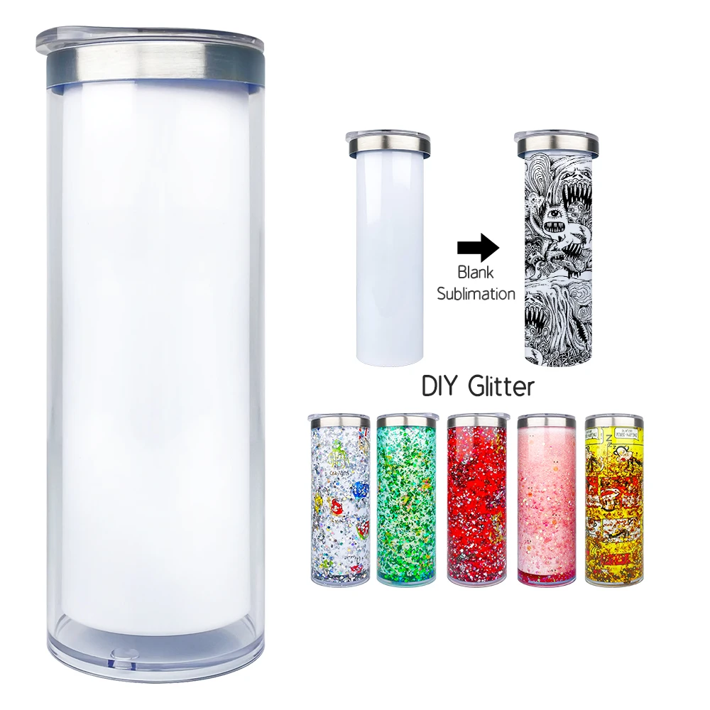 20oz Diy Snow Globe Stainless Steel Tumbler Sublimation Blanks Snow