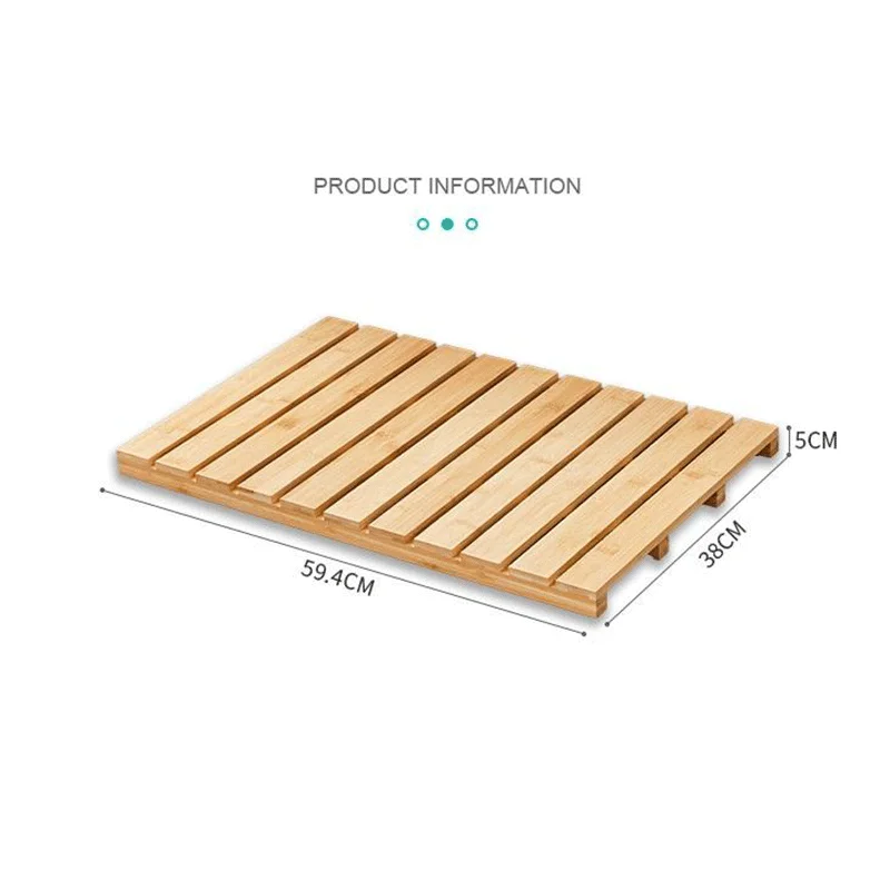 Household Brown Bamboo Wood Bath Mat Waterproof Carpet Bathroom Shower
