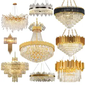 Zeal Lighting Modern Custom Hotel Gold Luxury Crystal Large Luxury Chandelier Pendant Light for Indoor Decoration