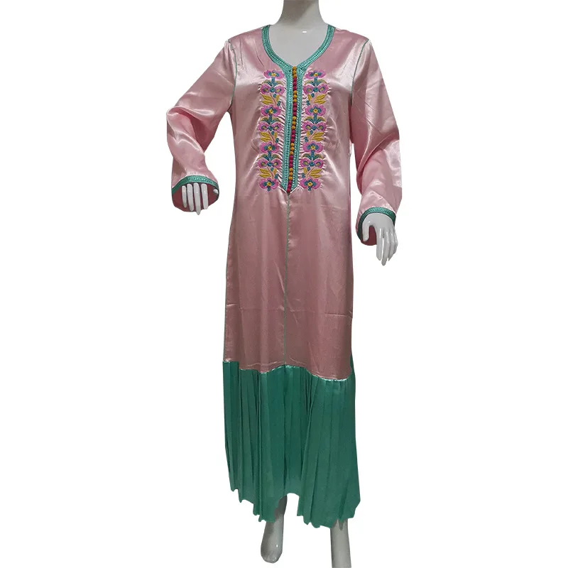 New Muslim Dress Abaya Middle East Arab Dubai Southeast Asia Hot Sale Clothing Embroidered Patchwork Robes Caftan Hijab Scarf manufacture