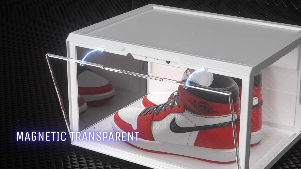 Smart Sneaker Lighted Plastic Shoes Display Side Open Shoe Box Voice