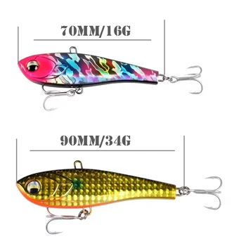Cheery Brave Printed 70mm 16g/90mm 34g Sinking VIB Hard Plastic Lure ABS Artificial Swim Bait Sea Bass GT Fishing River Lake Str – Hard Lure – view 4