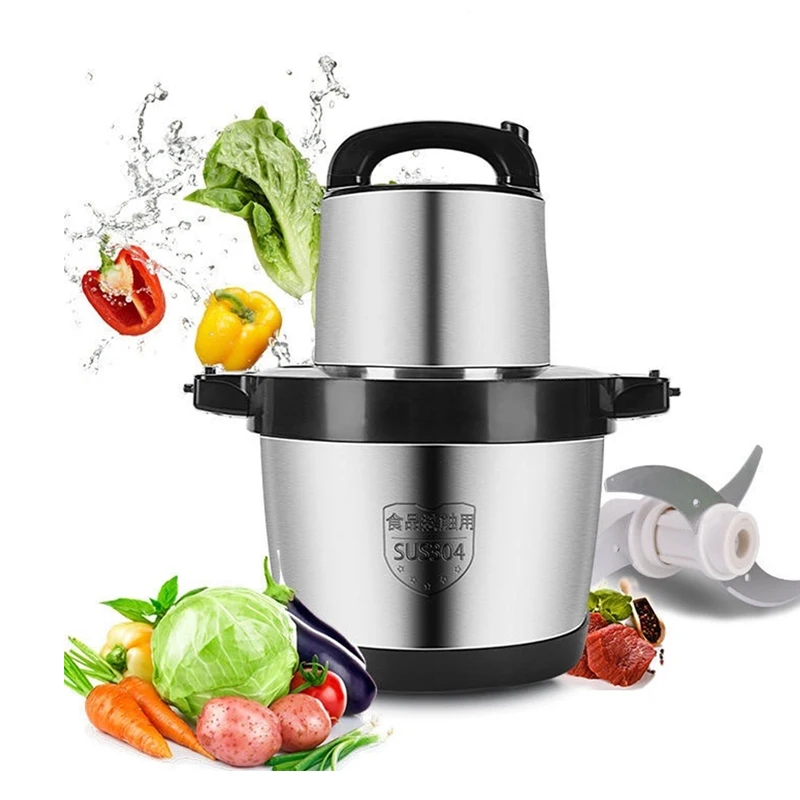 Multifunction 6L Large Capacity Yam Pounder Home Kitchen Food Grinders Stainless Steel Black Electric Mincer