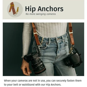 High Quality Quick Release Anti-Slip Dual Shoulder Leather Harness Camera Strap With Metal Hook for SLR / DSLR Cameras detail image