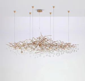 ECOJAS Copper Crystal Luxury New Design Chandelier for Villa Hotel Restaurant Living Room Pendent Light