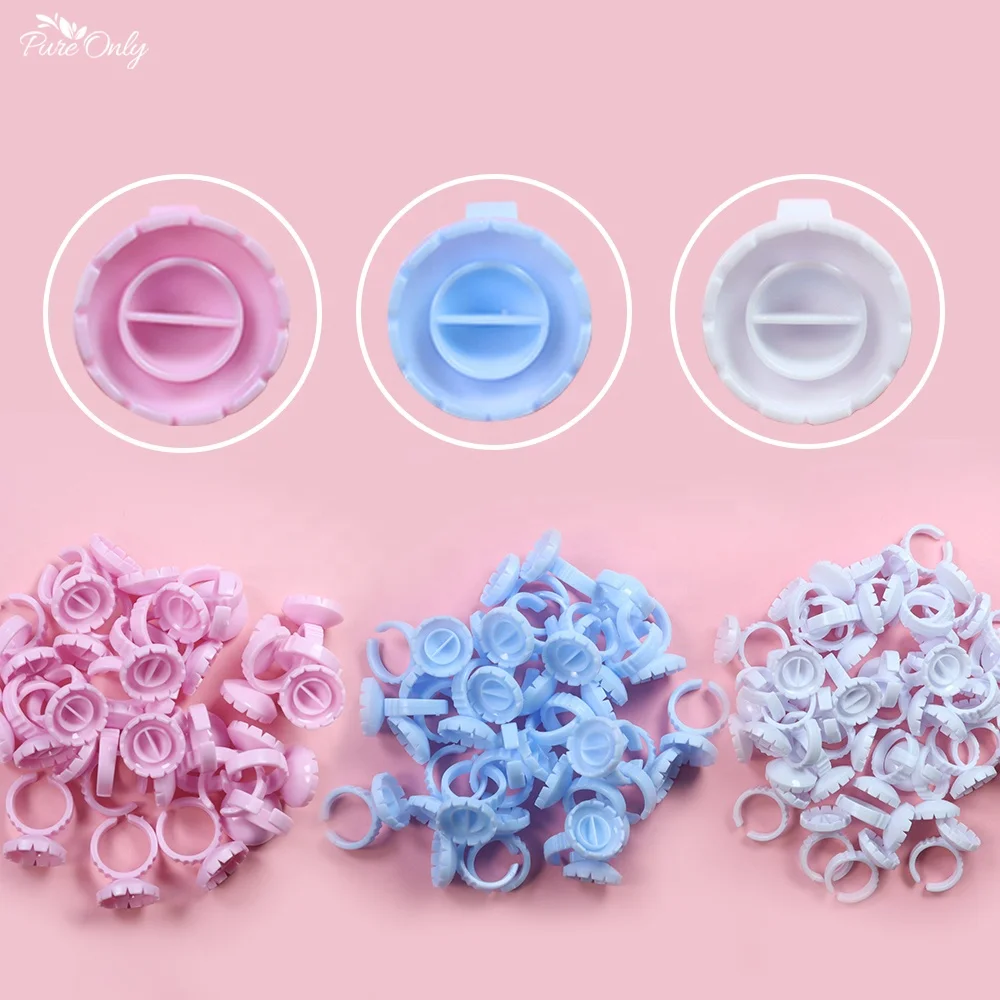 Розовое кольцо для клея, 100 шт., кольцо для клея в форме сердца для ресниц, чашки для объема ресниц, чашки для быстрого цветения ресниц
