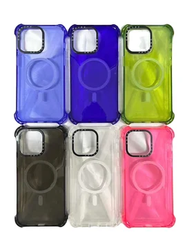 Durable Anti-Fall Magnetic Phone Case for iPhone 15 Pro Max Enhanced Protection Plain Color Mobile Cover