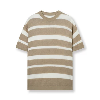 Factory custom color crew neck heavyweight t-shirt oversized tshirt custom striped  men t shirt for men