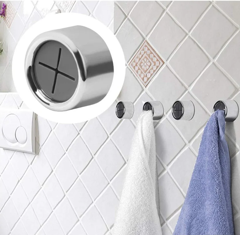 High Quality Creative Round Push Towel Hooks Premium Adhesive Tea Towel