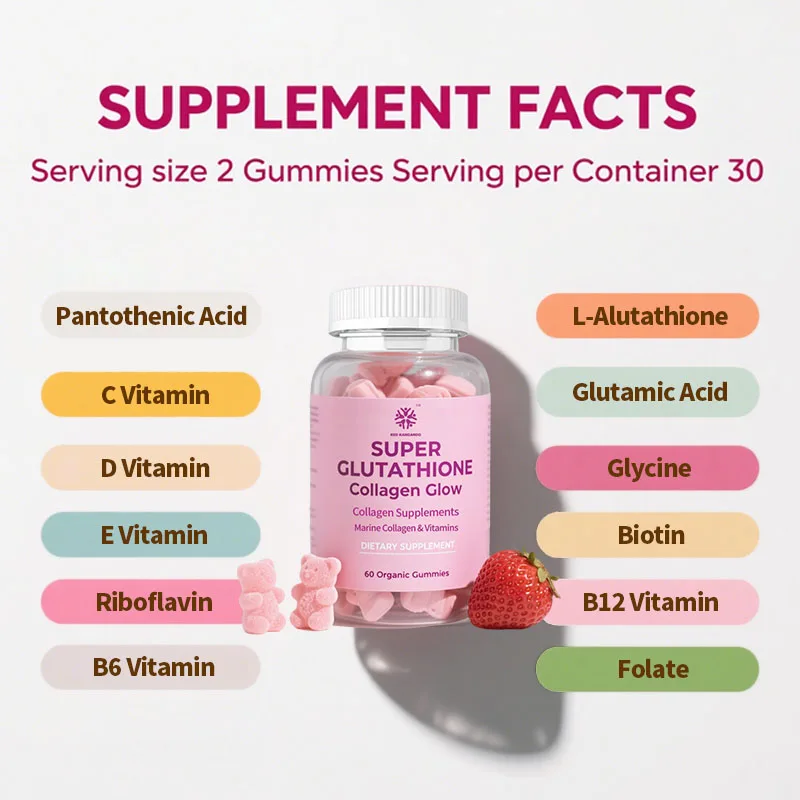 glutathione glutamic acid collagen CHANGARLOAD Glow Gummies for Women, Glutathione Collagen Glow Gummies for Dark Spot, 60/120Pcs Korean Organic Glow Beauty Collagen for Skin Care Anti-Aging (1) : Health & Household L-Glutathione 500 mg, 30 Capsules