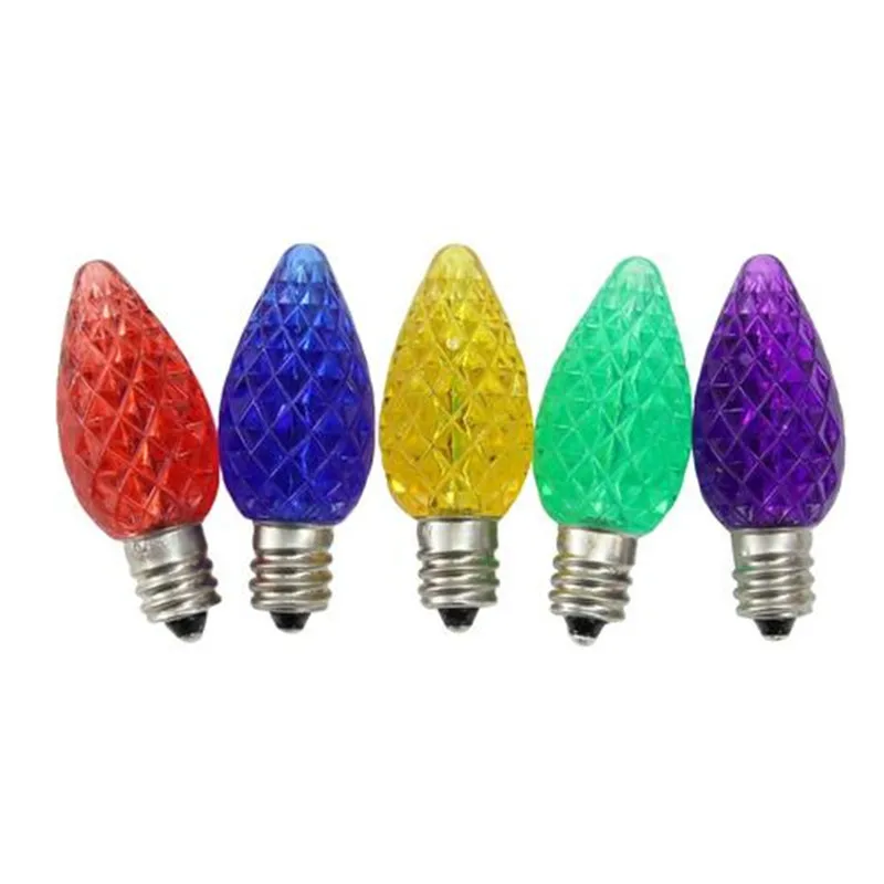 Multicolor Christmas Candle Light E12 0.5W C7 Faceted Led Replacement Bulbs