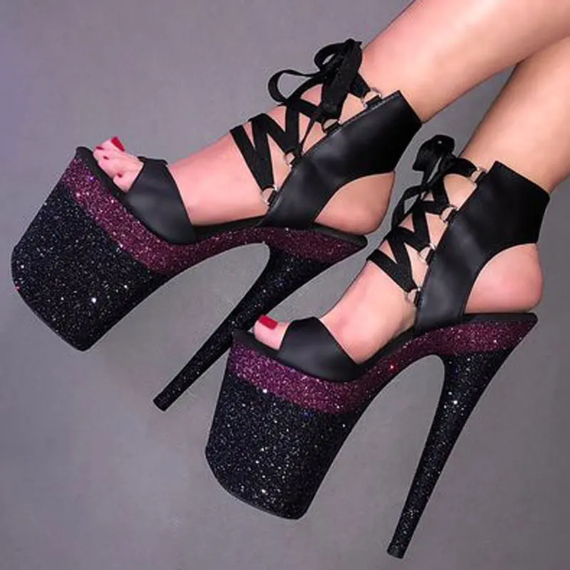 Customized New 20cm High Heels Women Pole Dance Shoes Shining Exotic ...