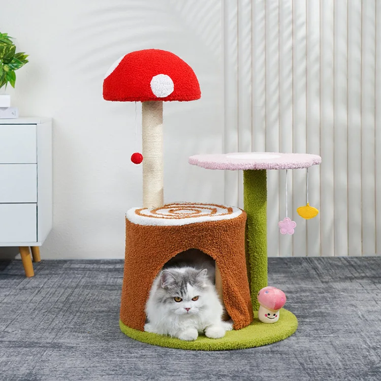 Luxury Cat Tree Mushroom With Condo House Flower Climbing Scratcher