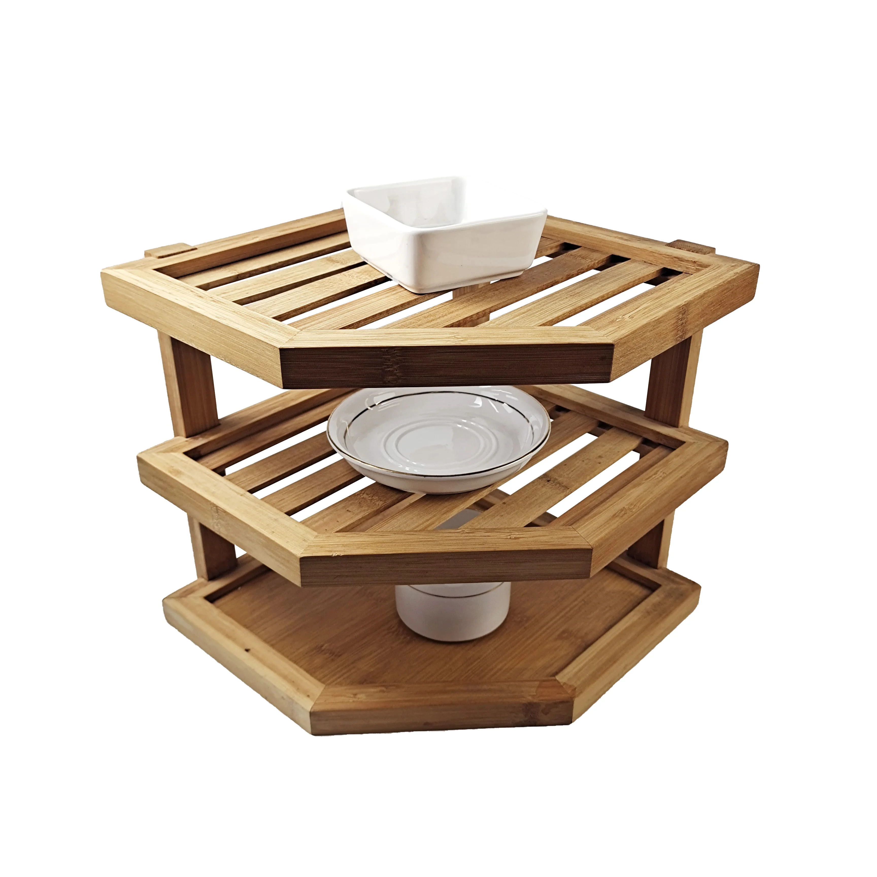 Buy Wholesale China 3 Tier Bamboo Wooden Corner Shelf Organizer