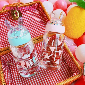 School Water Bottle Cute Glass  Glass Water Bottle Strawberry