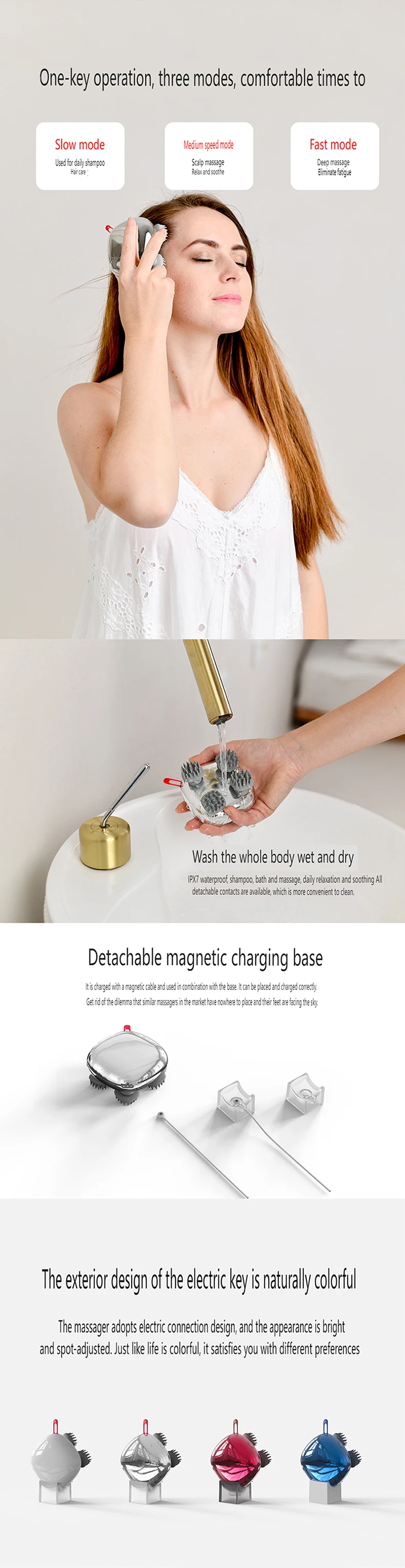 New Product Ideas 2024 Portable IPX7 Waterproof Head Massager Far Infrared Therapy Electric EMS Electric Head Massager