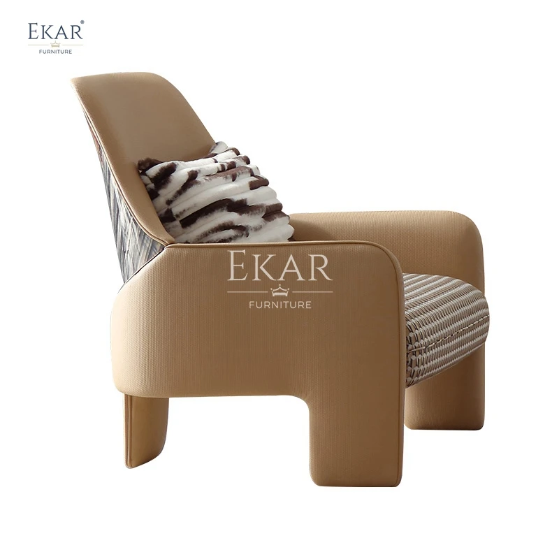 New design microfiber leather wood veneer/fabric modern living room leisure chair single chair